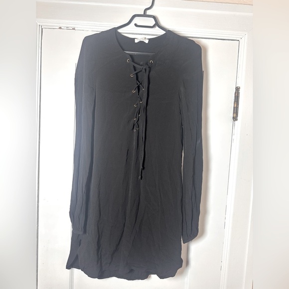 M🖤 Streetwear Society Black Lace-Up Mini Dress | Size Small - Picture 4 of 4